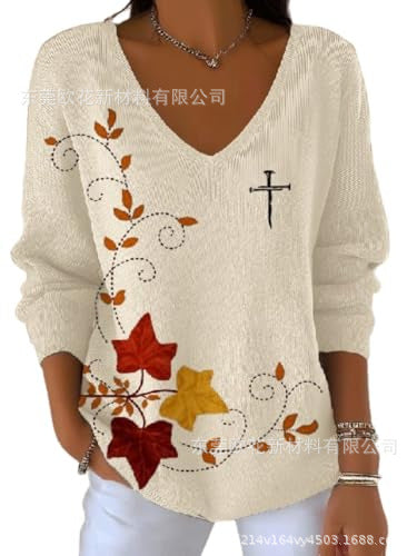 Halloween printed women's V-neck imitation sweater m302107