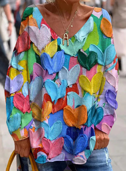 Large size split love dog 3D printing urban casual women's long T-shirt m301662