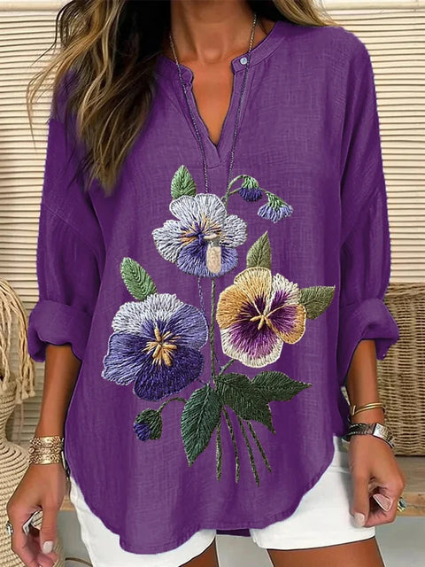 Loose printing round neck casual large size pullover women's clothing T m301359