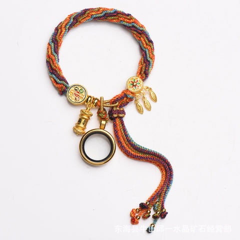 Hand-woven Tibetan hand rope Zakiram hand rope Green Tara fifth master thangka bracelet Tibetan hand rope female m3331256
