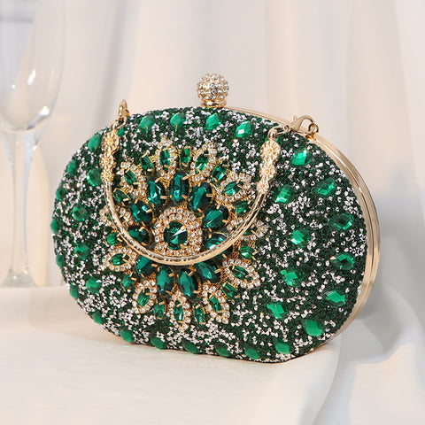 Handheld bag with alloy flower diamond inlaid diamond dinner bag m3331048