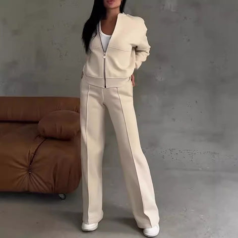 Winter velvet women's suit women's solid color sweater casual suit m301676