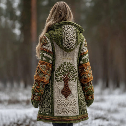 Cardigan long imitation knitted lazy wind hooded long cardigan sweater autumn and winter women's clothing m302125