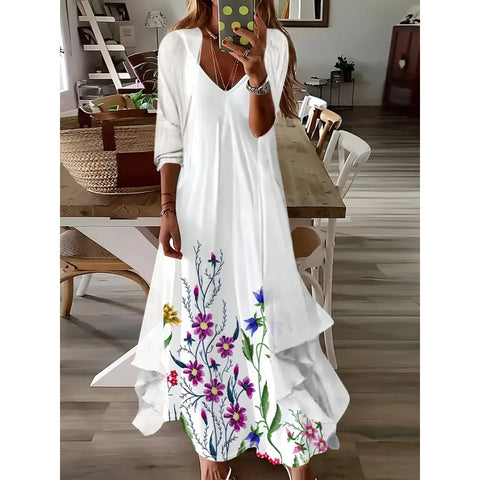 Women's inner dress two-piece floral print dress m302894