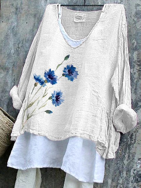Pull décontracté imprimé à manches longues, col rond ample, T-shirt une pièce (sans sous-chemise) m301042