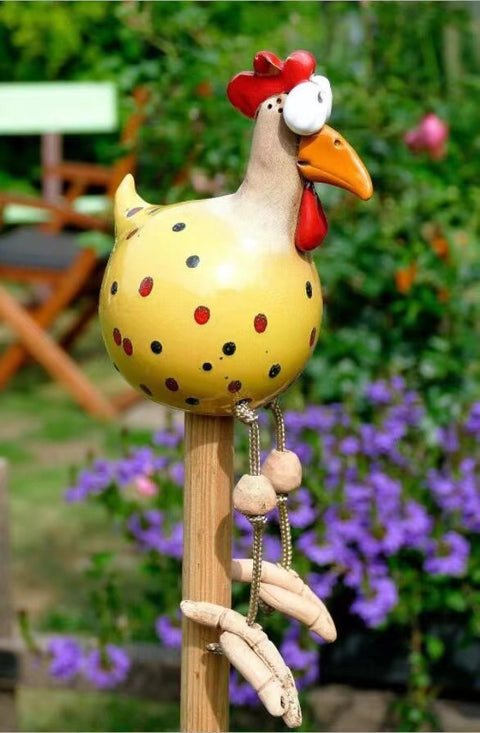 Long-legged chicken spring breath fence resin ornaments m3330987