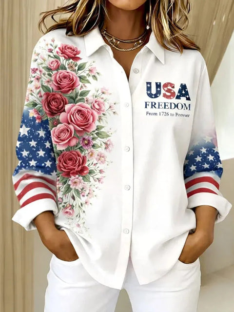 Spring women's long-sleeved shirt 3D digital printing women's casual loose shirt m302475