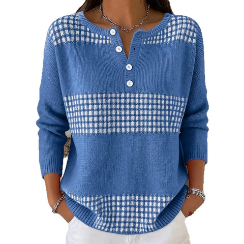 Delicate line polka dot print women's button sweater FF303270