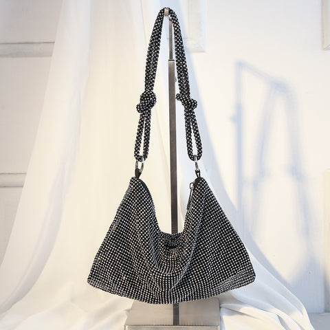 Knotted rhinestone full diamond dinner bag handmade diamond armpit bag m3331049