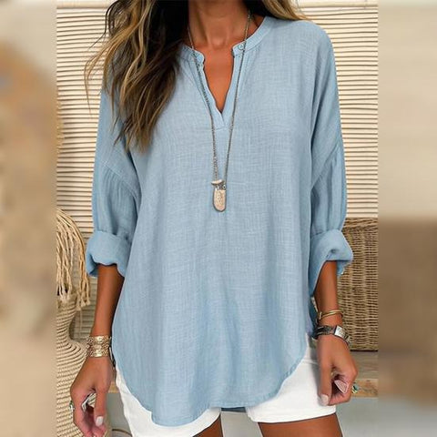 Women's summer small V-neck long-sleeved casual temperament T-shirt long-sleeved m301363
