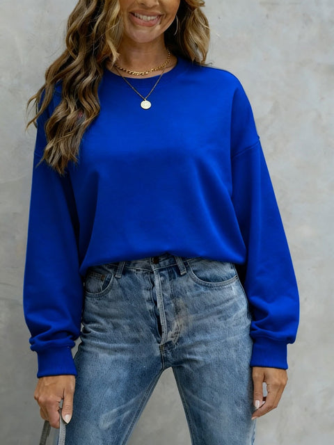 Top Women's Casual Loose Large Size Crew Neck Pullover Sweater Women's FF303319