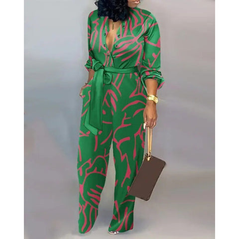 Loose plus Size Jumpsuit High Waist Casual Straight-Leg Jumpsuit Euro M300189