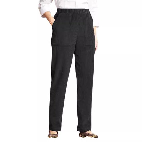 Women's solid color elastic waist striped straight casual pants women's m301568
