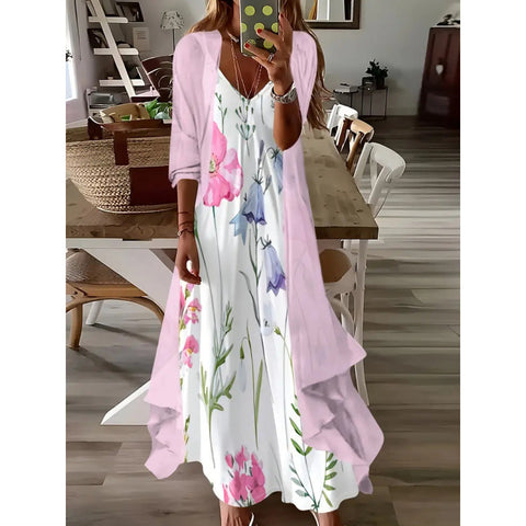 Women's inner dress two-piece floral print dress m302894