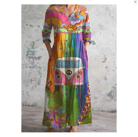 3D print summer urban casual loose dress women m301037