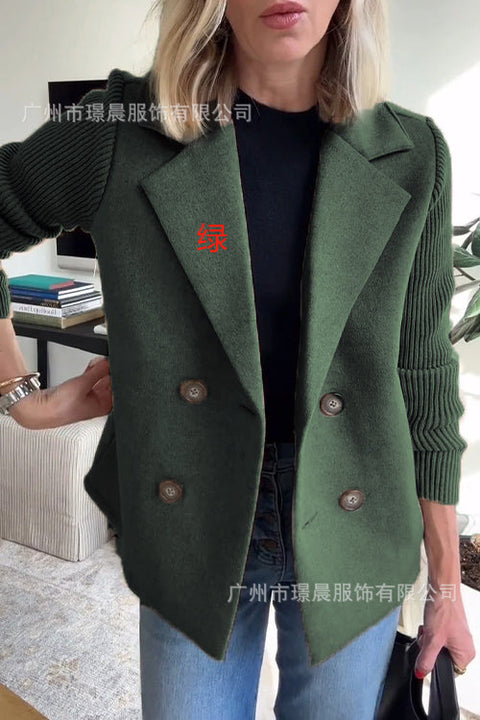 Women's fashion temperament woolen splicing jacket m302098