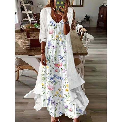 Women's inner dress two-piece floral print dress m302894