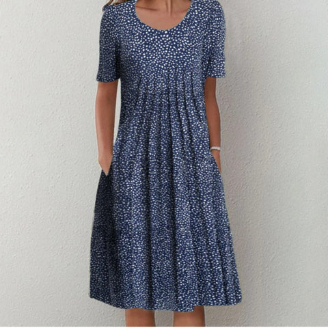 New casual print crew neck short-sleeved dress m300930