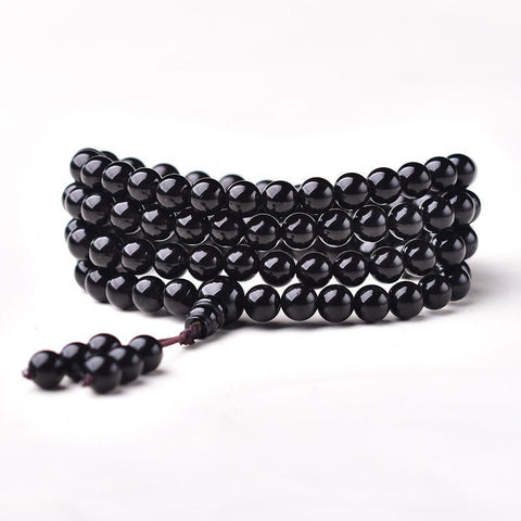Ebony black obsidian bracelet 108 beads bracelet 6-12mm m3331282