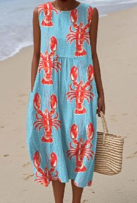 Sleeveless printed temperament long dress dress m301527