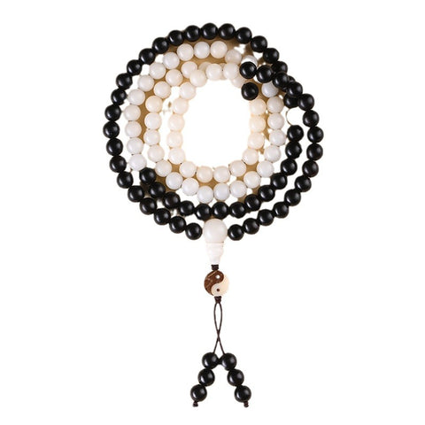 White Bodhi Ebony Buddha Beads 108 Hunyuan Beads Taoist Rosary Beads Bracelet m3331295