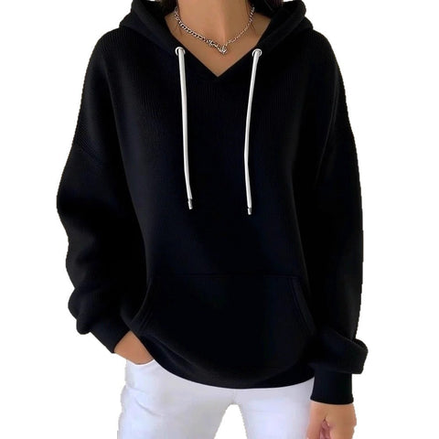 Casual solid color trendy sweater drawstring, hooded long-sleeved sweater m302030