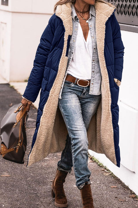 Solid color hooded cotton clothes long sleeves double-sided wear slim temperament cardigan jacket top m300612