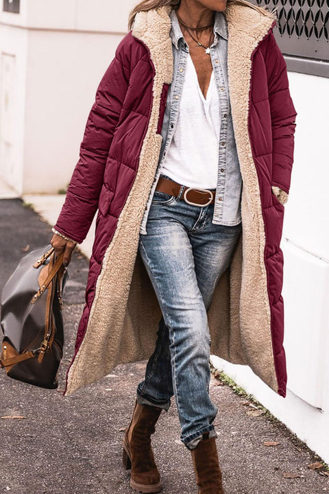 Solid color hooded cotton clothes long sleeves double-sided wear slim temperament cardigan jacket top m300612