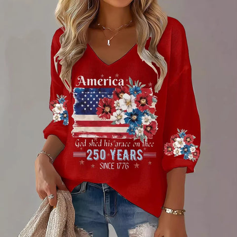 Summer V-neck short-sleeved top 3D digital printing women's casual short-sleeved m302655