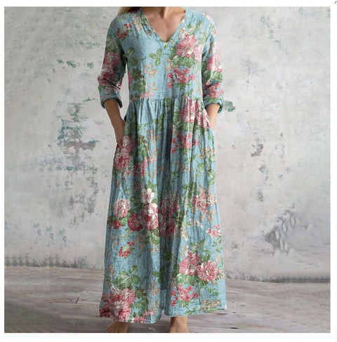 3D printing Amazon European and American summer casual loose long-sleeved dress m301729