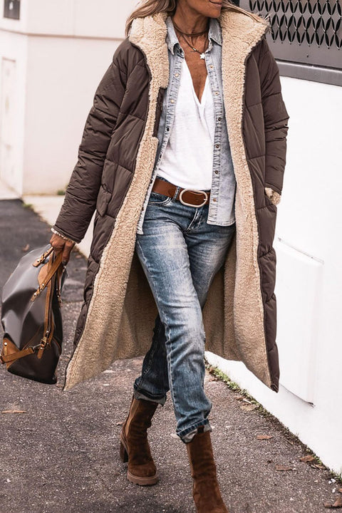 Solid color hooded cotton clothes long sleeves double-sided wear slim temperament cardigan jacket top m300612