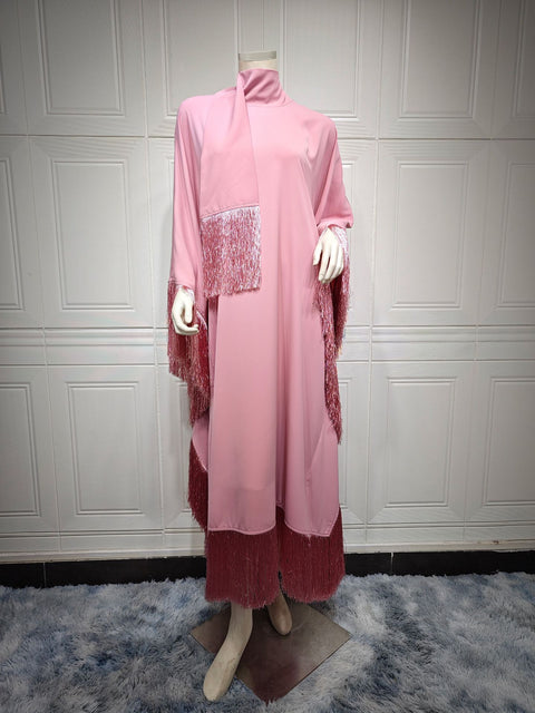Ladies Bat Sleeve Tassel High Fashion Dress Party Dress m301183