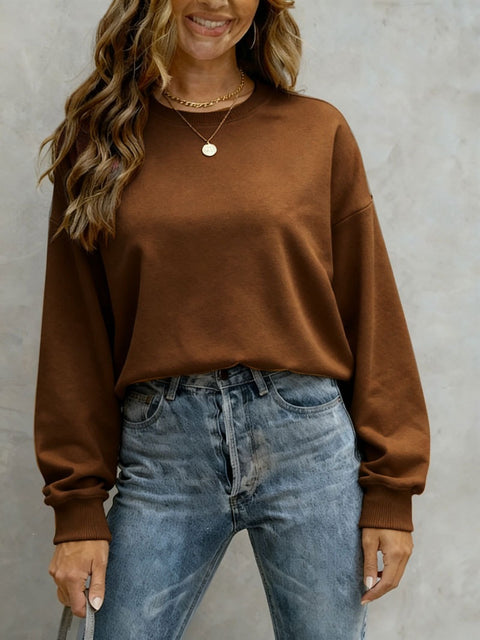 Top Women's Casual Loose Large Size Crew Neck Pullover Sweater Women's FF303319