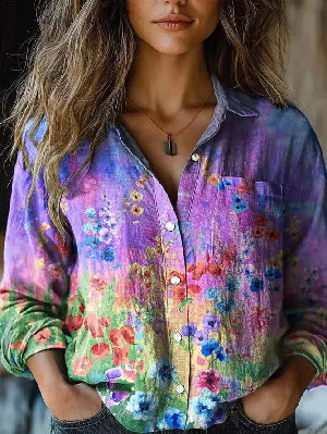 V-neck printed shirt m302770