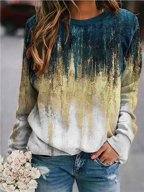 New landscape flower print long-sleeved sweater m301751