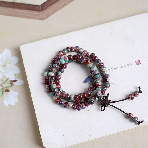 Jouez avec trois cercles et empilez 108 perles Bracelet en céramique Jingdezhen Bracelet de style ethnique m3331303 