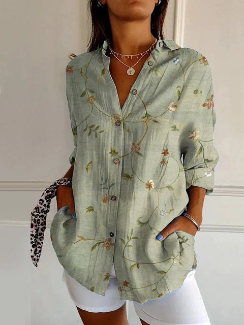 Summer trend long-sleeved shirt flower pattern printing 3D shirt m301226