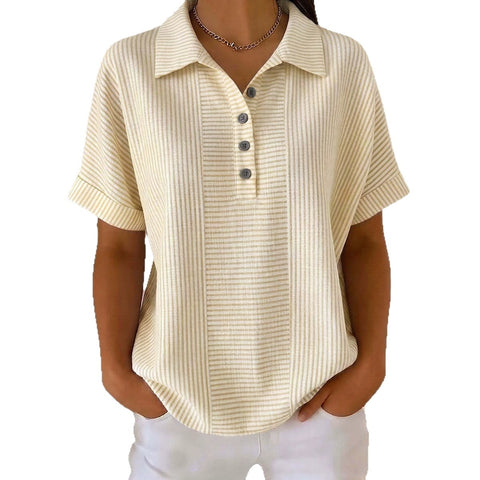 Literary temperament women's striped POLO shirt top m302769
