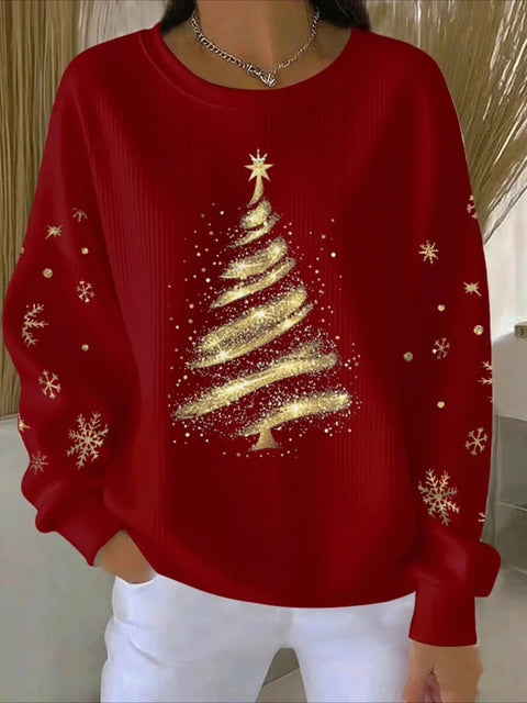 Christmas pattern, creative women's crew neck knitted sweater loose and versatile m302186