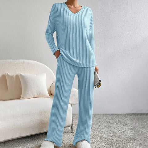 New fashion casual straight-leg pants temperament loose V-neck pit strip knitted cover m301791