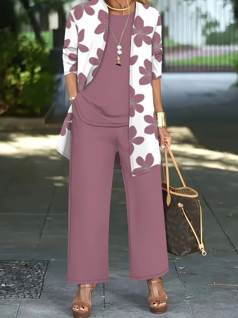 Jacket with vest top and elegant slacks 3-piece women's set m302760