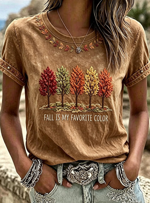 Crew Neck Long Sleeve Loose Printed T-Shirt Women's Top FF303275