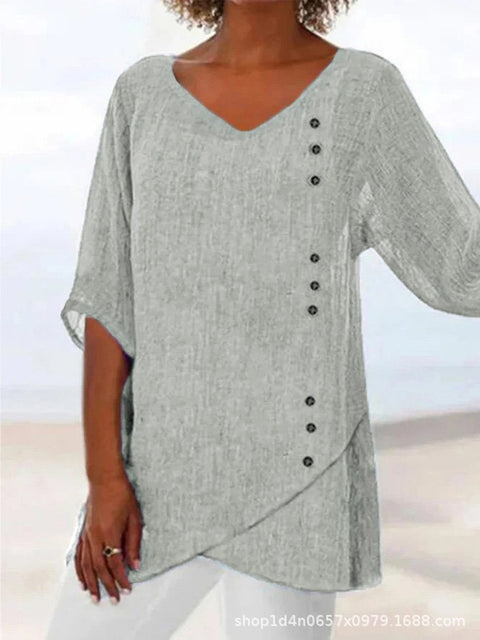 3D printing animal natural scenery V-neck nine-quarter sleeve loose T-shirt m301694