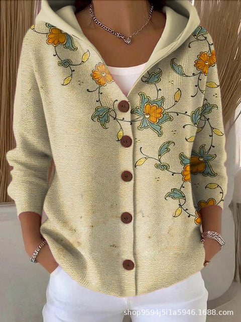 New black button hooded cardigan women's pure leisure fashion sweater jacket women's Christmas m302115