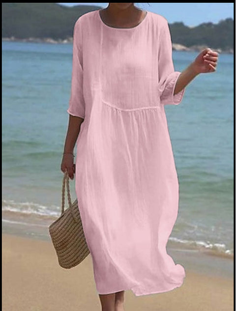 Women's Crew Neck Long Printed Casual Fashion Women's Dress m301059