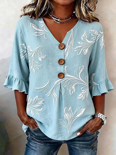 Digital printing sweet and cute T-shirt lace sleeve m302842