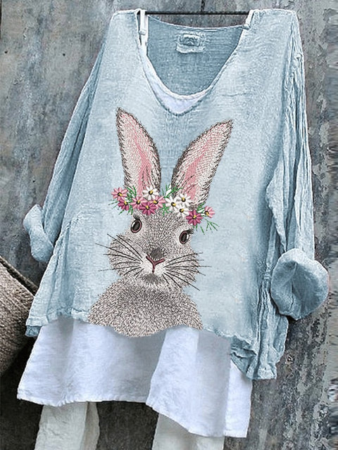 Women's pullover loose casual long-sleeved 3D printed pullover T-shirt m302447