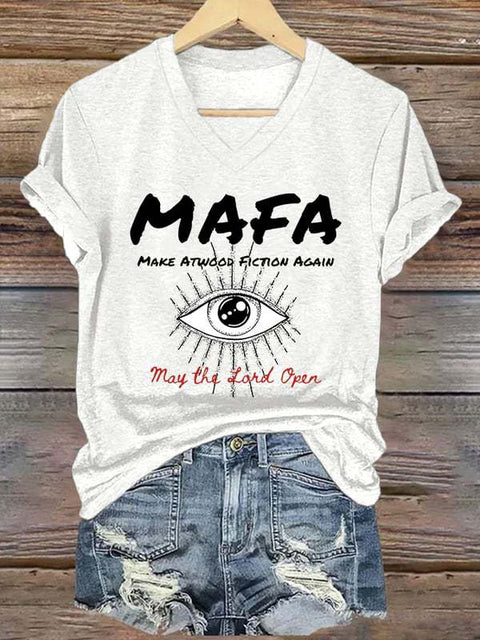 3D digital printing letter series women's V-neck short-sleeved T-shirt m301557