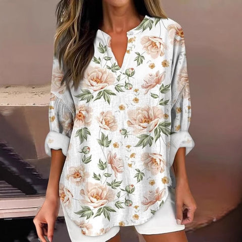 T-shirt ample à col ras du cou pour femme, imprimé floral 3D, mode féminine, m301357 