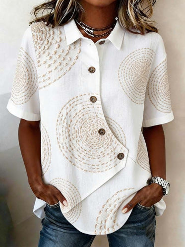 Ladies casual solid color irregular shirt m302626